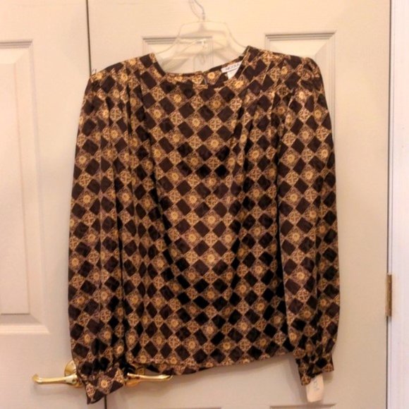 Nicola Brown and Gold Blouse. - Picture 1 of 5